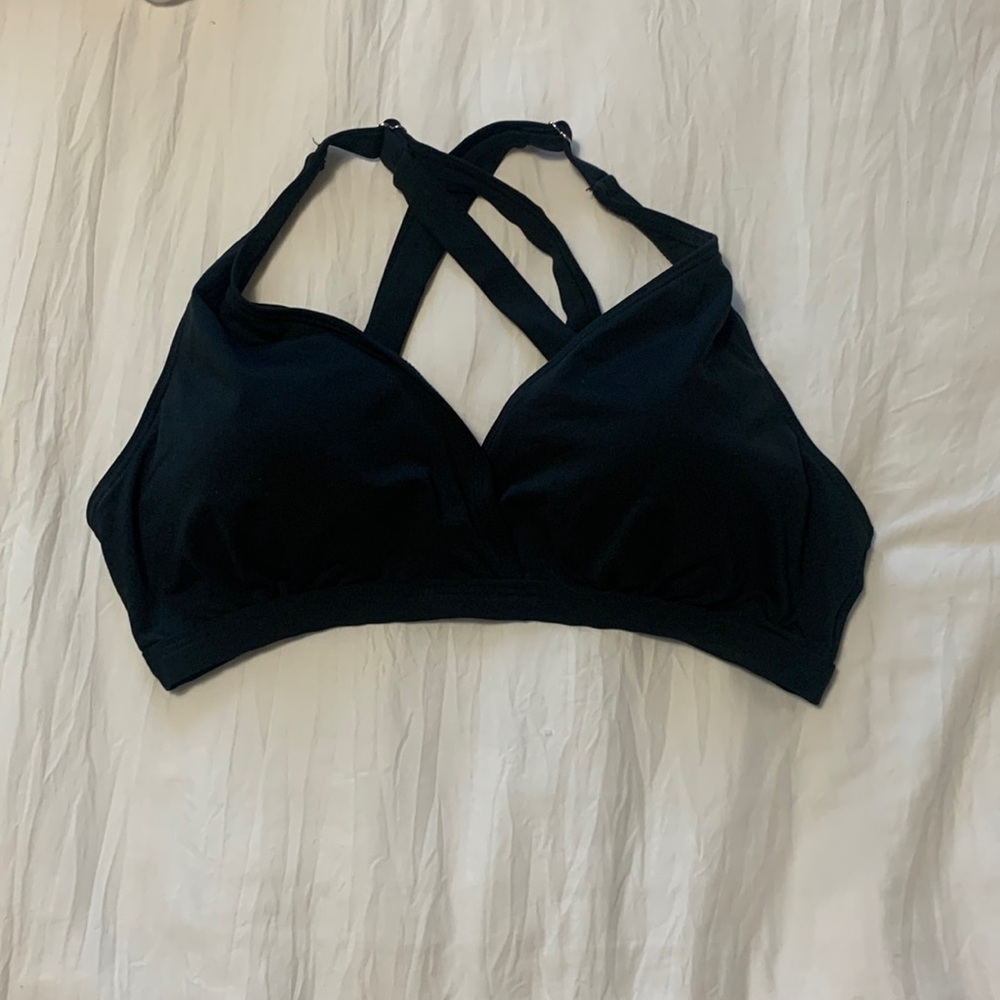 Black athletic swim top